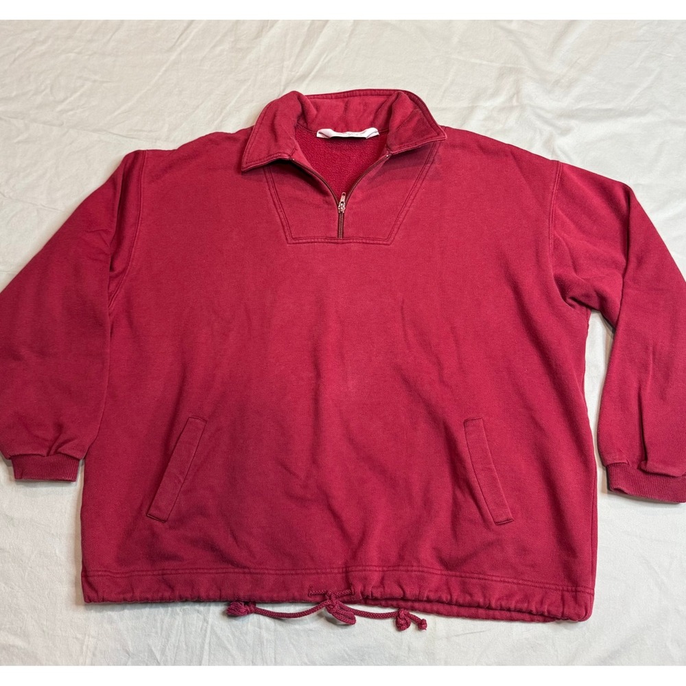 Vintage St Michael M&S Mens Quarter Zip Pullover Sweatshirt Red Size M